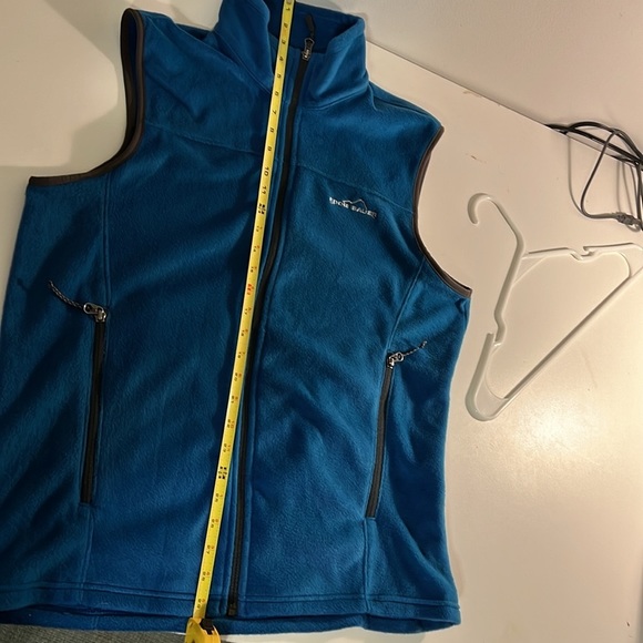 Eddie Bauer Men’s Blue Full Zip Fleece Vest two zipper pocket Size Medium. - Picture 10 of 10